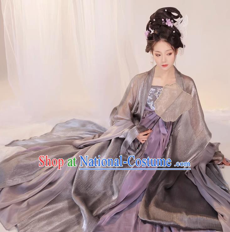 Chinese Tang Dynasty Empress Costumes Traditional Hanfu Woman Ruquan Ancient Goddess Purple Dresses