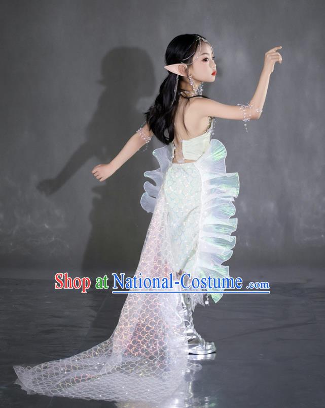 Mermaid Ji Sequined Mermaid Dress Girls Dress COS Mermaid Costume Children Ocean Wind Catwalk Costume Mermaid