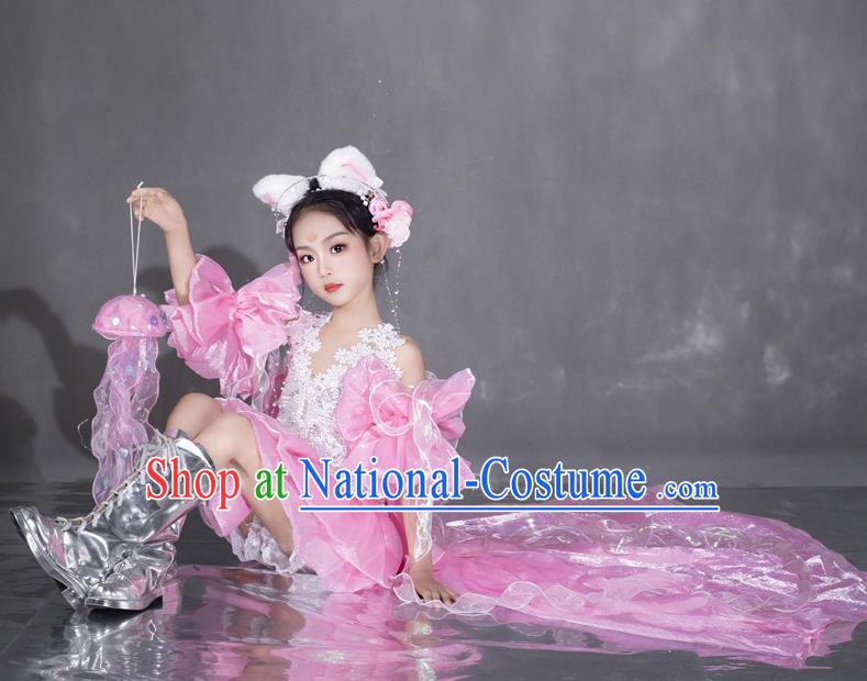 Girls Pink Fairy Dress Dress Spring Equinox Sea Of Flowers Catwalk Catwalk Sweet Dress