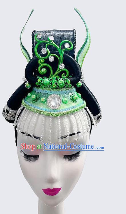 Chinese Classical Dance Headdress Costume Performance Flying Chang E Hair Bun Wig Stick Hair Crown Headdress Tang Dynasty Imperial Concubine Dunhuang