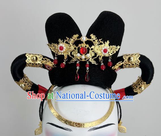 Chinese Classical Dance Han And Tang Style Noble Concubine Atmospheric Dance Performance Gold Hairpin Red Rope Wig Hair Bun Hair Accessories