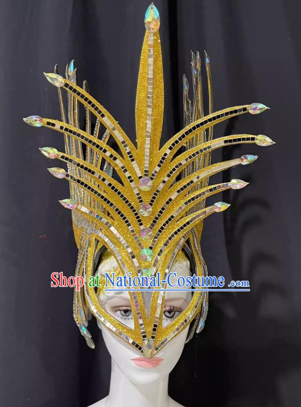 Golden Mask Prologue Performance Show Feather Headdress Dance Team Samba Costumes Carnival Halloween