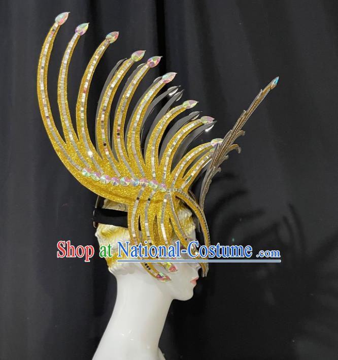 Golden Mask Prologue Performance Show Feather Headdress Dance Team Samba Costumes Carnival Halloween