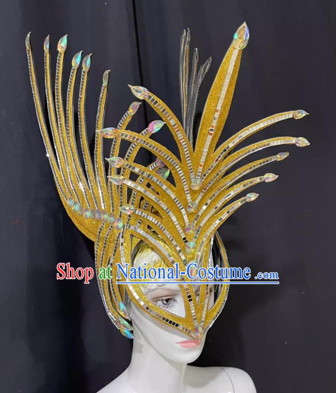 Golden Mask Prologue Performance Show Feather Headdress Dance Team Samba Costumes Carnival Halloween