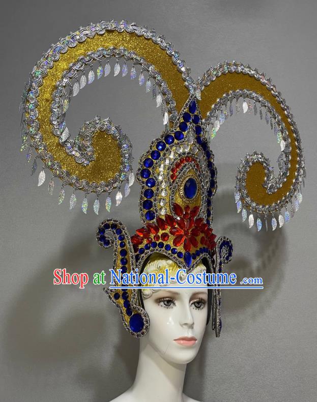 Horn Prologue Performance Show Feather Headdress Dance Team Samba Costumes Carnival Halloween