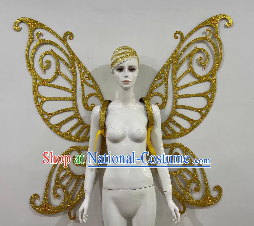 Golden Butterfly Wings Opening Dance Performance Props Dance Team Samba Carnival Halloween