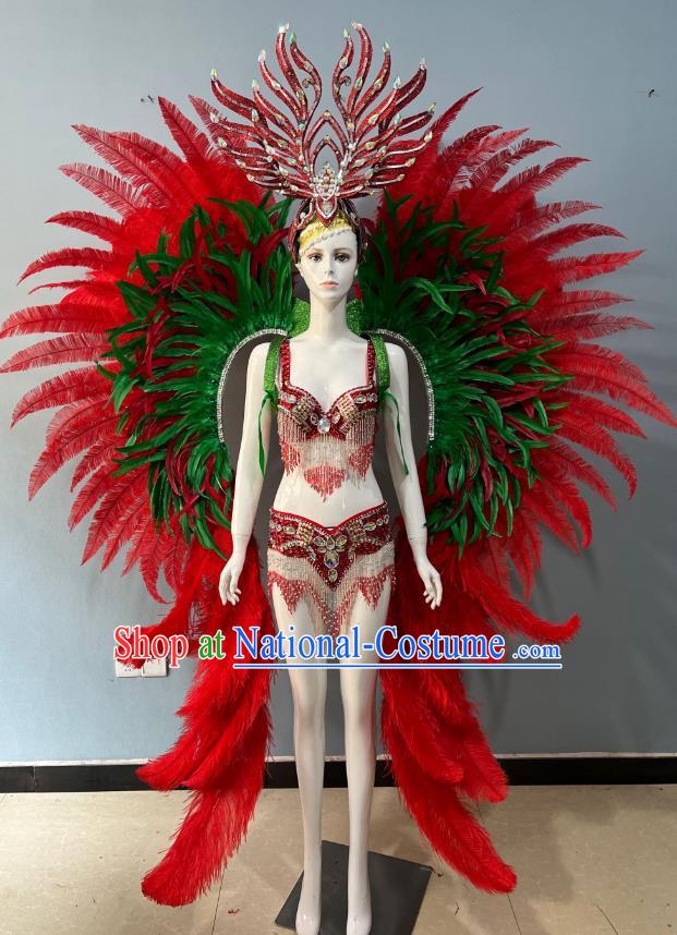 Luxury Catwalk Costumes Opening Dance Show Feather Headdress Dance Team Samba Costumes Carnival Halloween