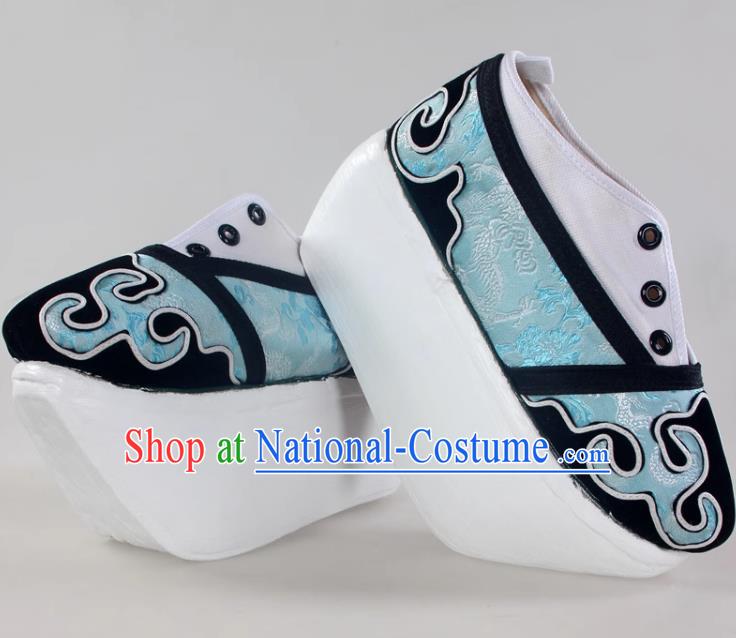 Light Blue Niche Shoes Cover Shoes Cloud Head Boots Shaoxing Opera Shoes Liang Shanbo Zhu Yingtai Stage Performance Performance Opera Ancient Costume