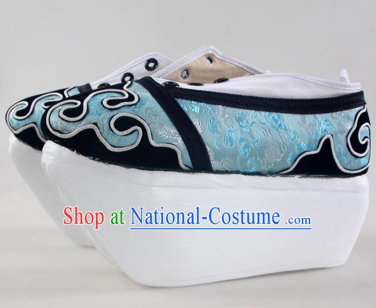 Light Blue Niche Shoes Cover Shoes Cloud Head Boots Shaoxing Opera Shoes Liang Shanbo Zhu Yingtai Stage Performance Performance Opera Ancient Costume