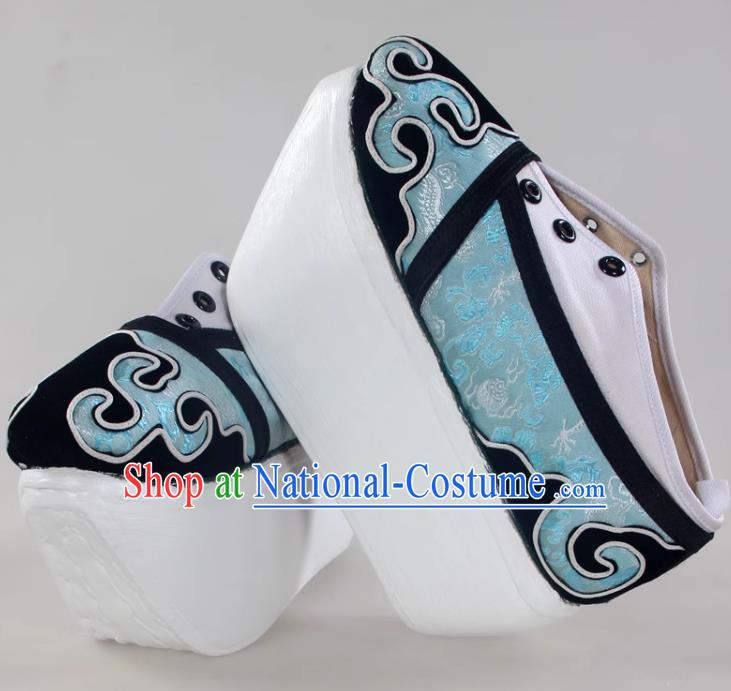 Light Blue Niche Shoes Cover Shoes Cloud Head Boots Shaoxing Opera Shoes Liang Shanbo Zhu Yingtai Stage Performance Performance Opera Ancient Costume