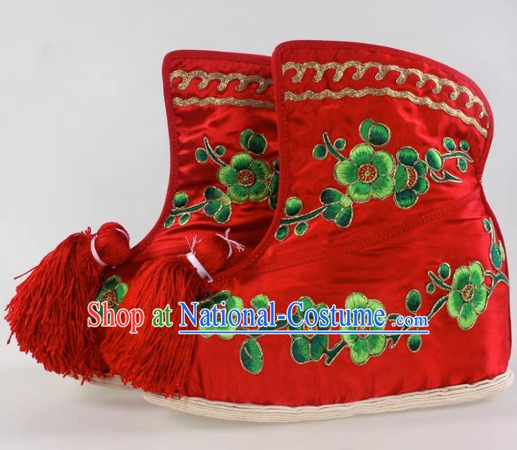 Thousand Layer Bottom Inner Heightened Plum Blossom Embroidered Fast Boots Opera Wudan Cloth Bottom Color Shoes Dance Shoe Dance Performance