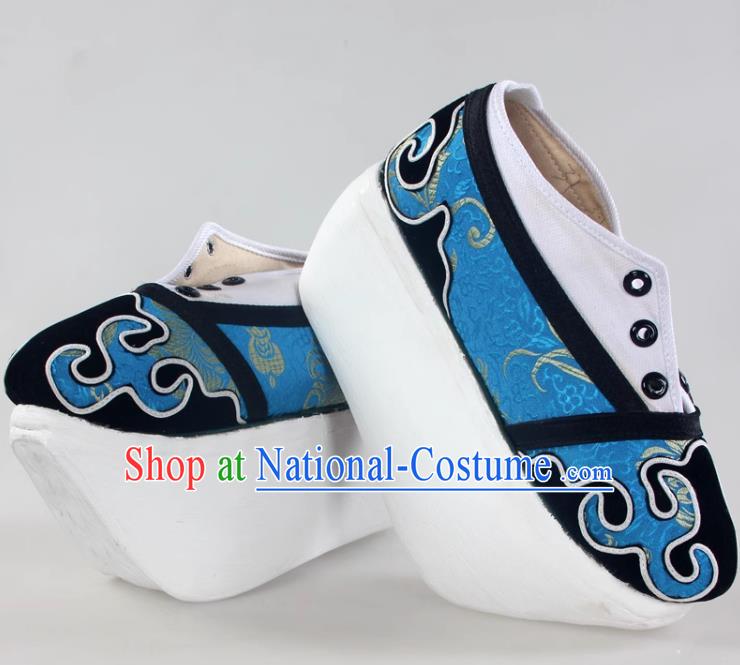 Lake Blue Niche Shoes Cover Shoes Cloud Head Boots Shaoxing Opera Shoes Liang Shanbo Zhu Yingtai Stage Performance Performance Opera Ancient Costume