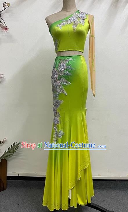 Green Dai Dance Performance Costume Custom Made Self Cultivation Fishtail Swing Peacock Dance Art Test Practice Stage Performance Costume