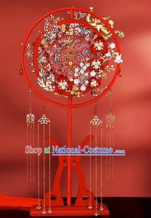 Wedding Fan Group Fan Wedding Bride Xiuhe Double Sided Embroidery Hi Fan Out Wedding Fan Chinese Wedding Fan Female Embroidery