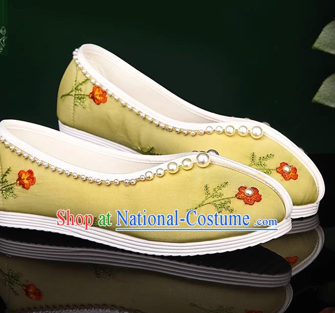 Women Hanfu Silk Embroidered Cloth Shoes