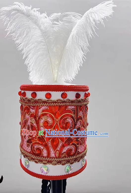 Uighur Dance Headdress Taoli Cup  Flowers  Feather Hair Decoration Taoli Cup Children Competition Art Test