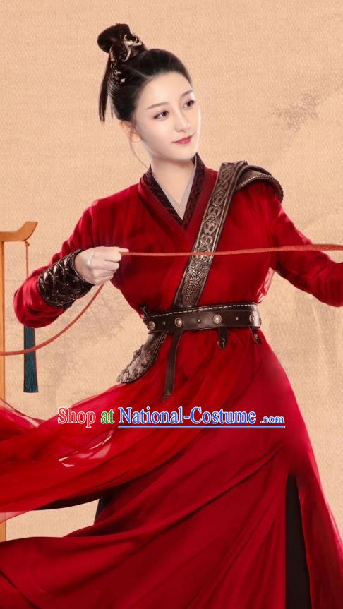 TV Series Ms Cupid In Love Policewoman Jing Clothing China Ancient Female Swordsman Red Costumes