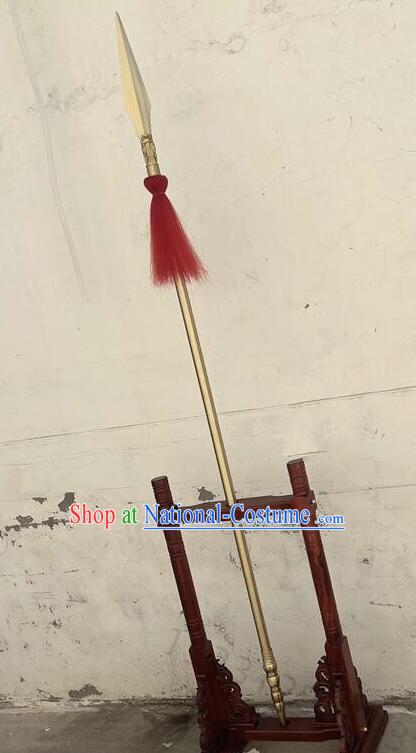 Top Brass Fire Tipped Spear Wushu Red Tassel Spear Handmade Zhao Zilong Long Spear