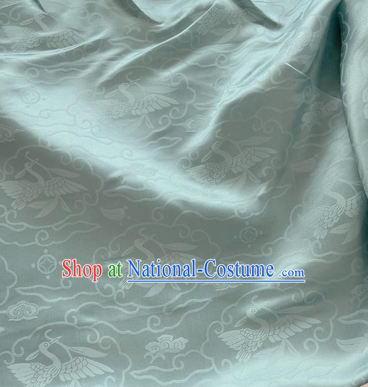 Cyan Jacquard Satin Fabric China Classical Mulberry Silk Traditional Wild Goose Hold Reed Design Material Cheongsam Cloth