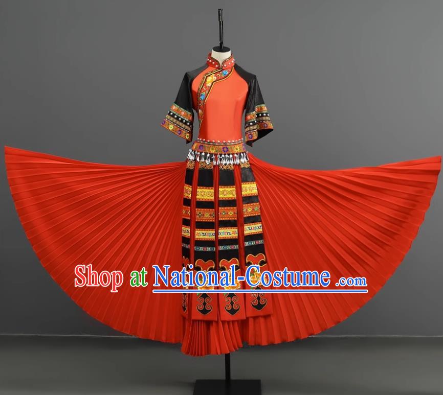 Miao Women Group Dance With A Touch Of Red Dance Costumes Performance Costumes Taoli Cup