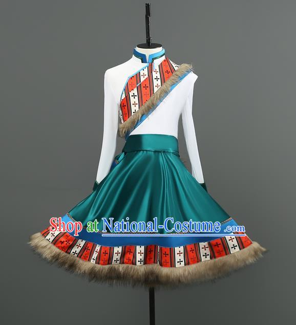 Professional Tibetan Men Short Adult Chinese Minority Ethnic Dance Performance Costumes