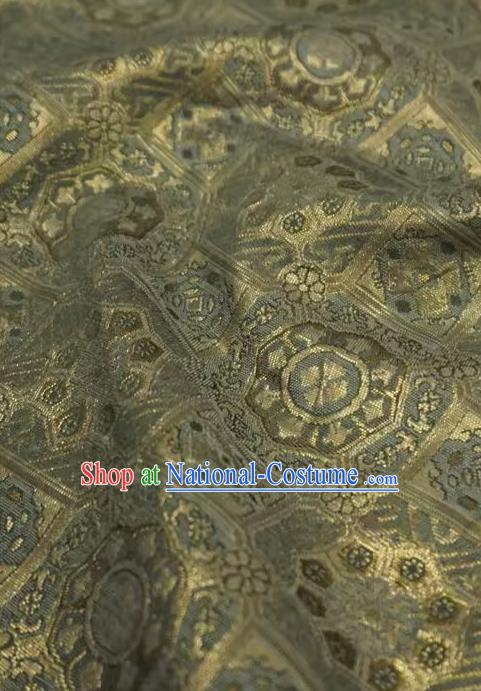 Golden China Classical Rosette Pattern Material Traditional Song Dynasty Design Brocade Fabric Ancient Hanfu Cloth