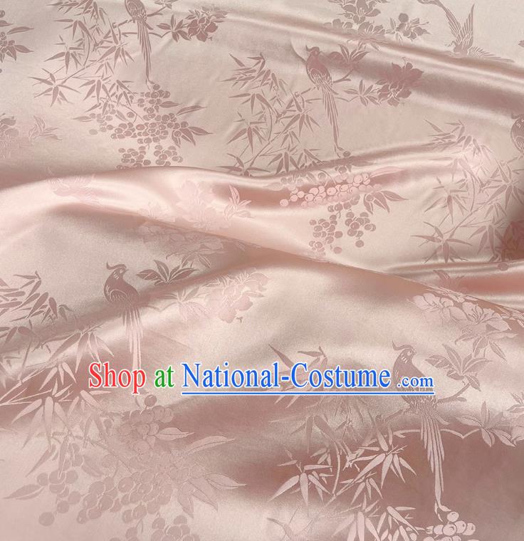 Light Pink China Jacquard Satin Fabric Classical Pattern Design Cheongsam Cloth Traditional Mulberry Silk Material