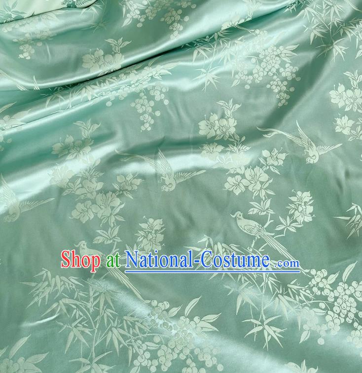 Light Green China Mulberry Silk Material Jacquard Satin Fabric Classical Pattern Design Cheongsam Cloth