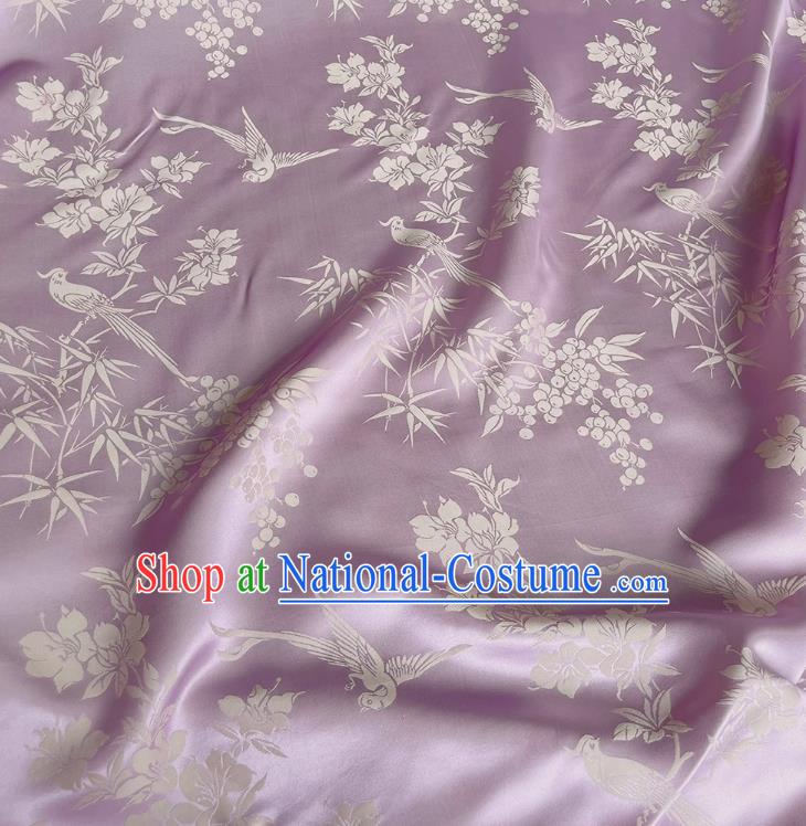 Light Purple China Classical Pattern Design Cheongsam Cloth Mulberry Silk Material Jacquard Satin Fabric