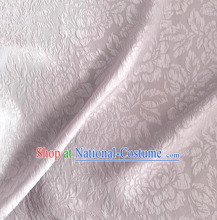 Lilac China Jacquard Crepe Fabric Classical Peony Pattern Material Cheongsam Embossed Cloth Traditional Design Mulberry Silk