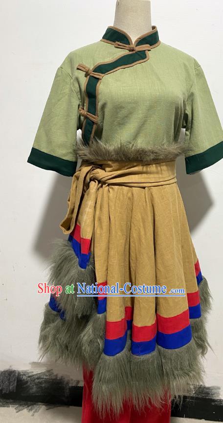 China Taoli Cup Dance Competition Clothing Tibetan Ethnic Folk Dance Outfit Zang Nationality Woman Stage Performance Costume