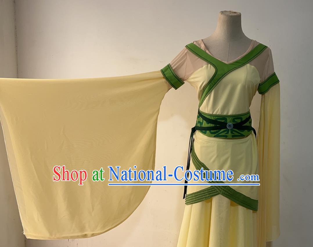 China Woman Stage Performance Costume Taoli Cup Dance Competition Clothing Classical Dance Chang E Yellow Hanfu Dress