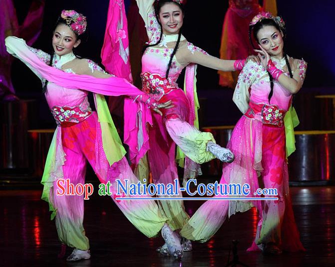 China Taoli Cup Classical Dance Pink Outfit Women Group Stage Performance Costume Water Sleeve Dance Clothing