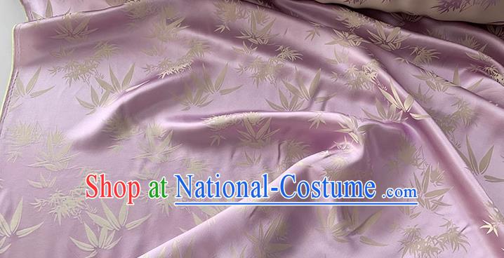 Gray Purple China Cheongsam Brocade Material Traditional Bamboo Leaf Design Silk Cloth Classical Jacquard Mulberry Silk Fabric