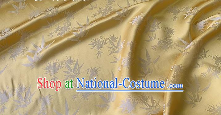 Yellow China Classical Jacquard Mulberry Silk Fabric Cheongsam Brocade Material Traditional Bamboo Leaf Design Silk Cloth