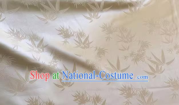 Creamy White China Cheongsam Brocade Material Classical Bamboo Leaf Pattern Silk Cloth Traditional Design Jacquard Fabric