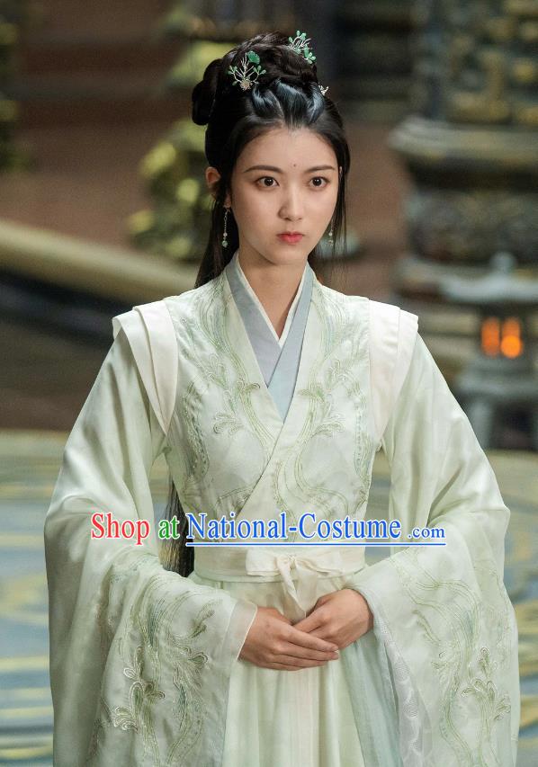 China Ancient Princess Costumes Drama Chong Zi Min Su Qiu Clothing Traditional Hanfu Noble Lady Green Dresses